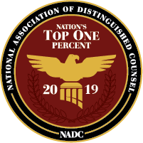 National Association of Distinguished Counsel Top One Percent Badge